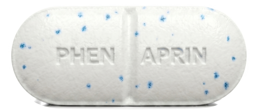 PhenAprin Original white tablet with blue specks