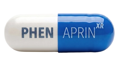 PhenAprin XR capsule, white and blue